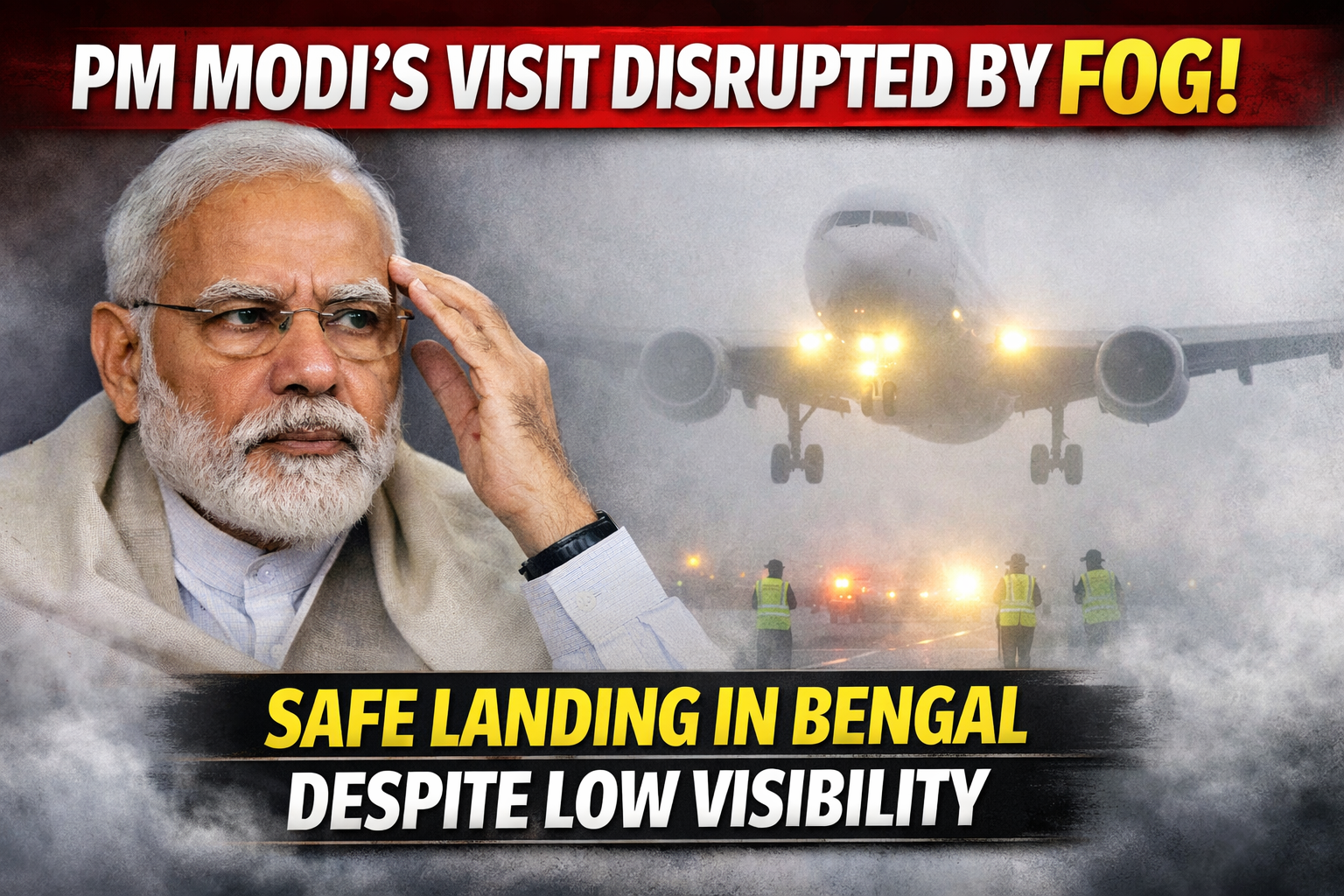 PM Modi’s Plan Disrupted By Fog During Bengal–Assam Visit, But Low Visibility Supports Safe Landing In Bengal