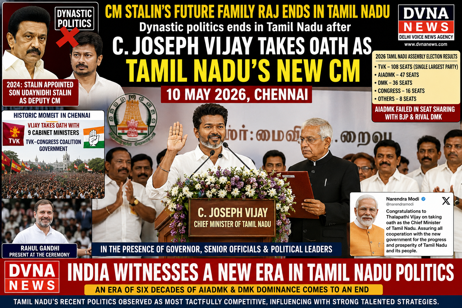 TVK Chief C. Joseph Vijay Takes Oath as New Tamil Nadu CM, Ending Decades of DMK-AIADMK Dominance  Slug