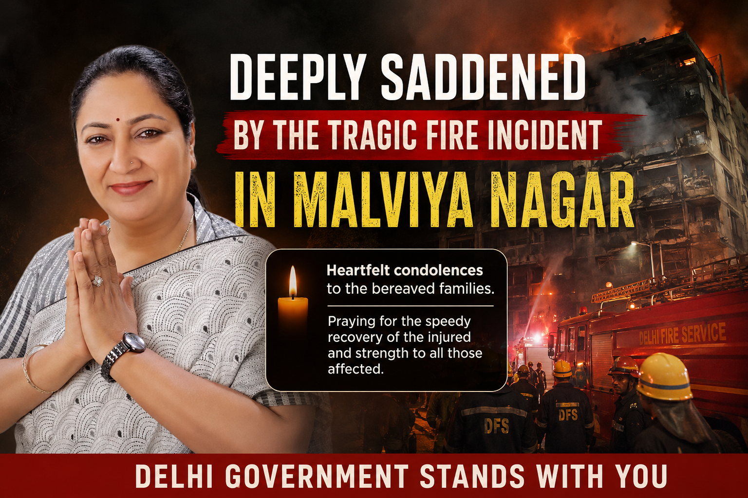 Delhi Government Expresses Grief Over Malviya Nagar Fire Tragedy, Assures Full Support to Affected Families