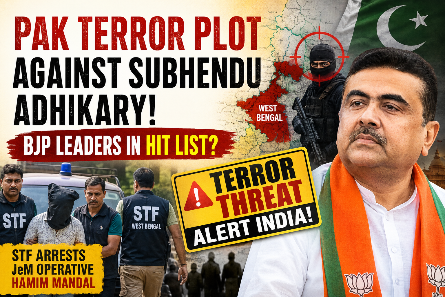  Pak terrorists recently targetted West Bengal BJP Chief Minister Subhendu Adhikary , sources, West Bengal Special Task Force (STF).  