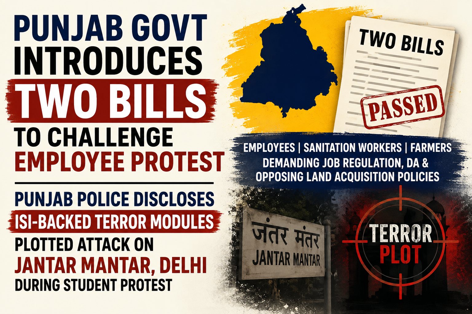 Punjab Employee Protests, Two Bills and Alleged Jantar Mantar Terror Plot: DVNA NEWS Observations