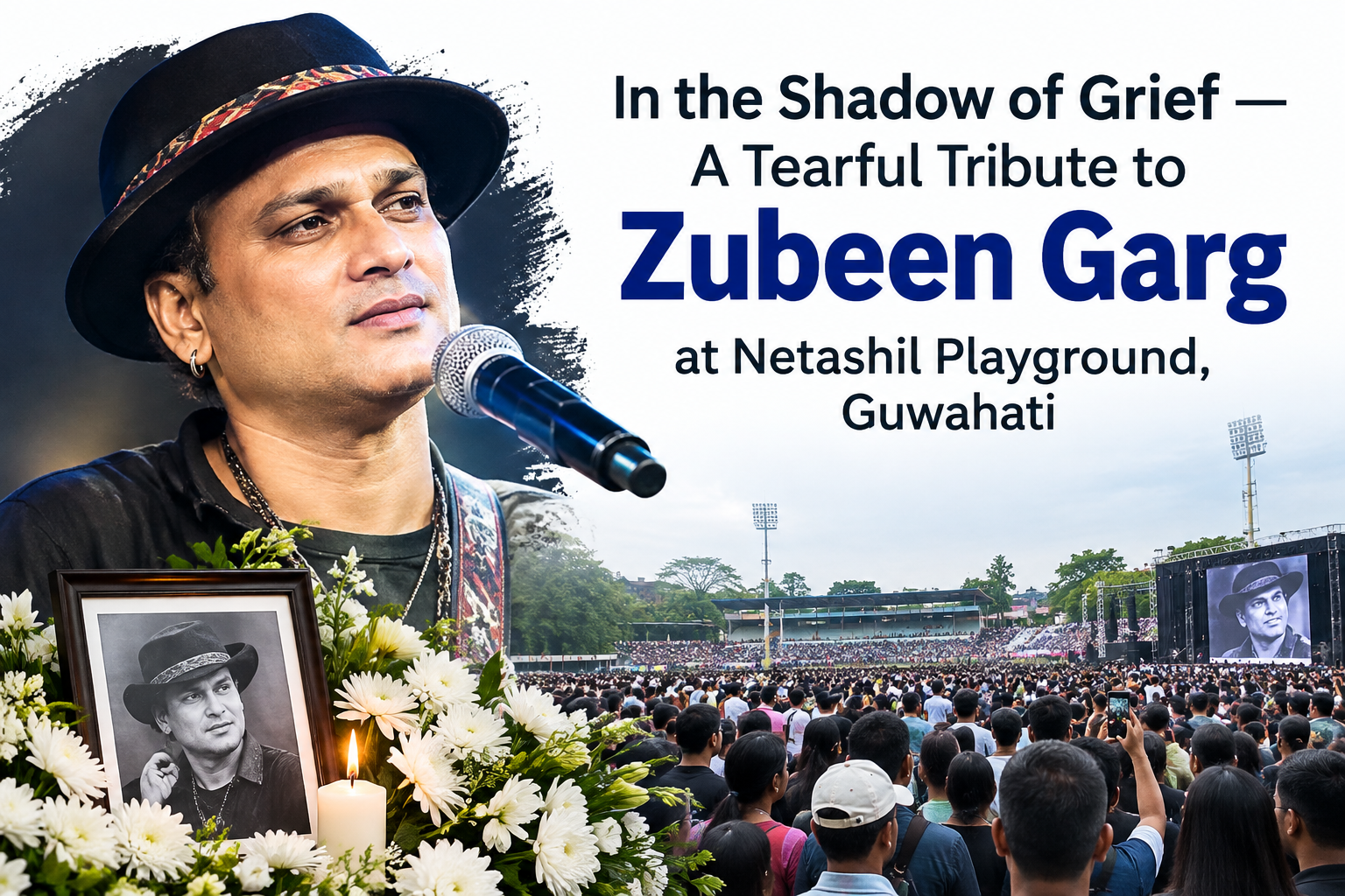 In the Shadow of Grief — A Tearful Tribute to the “Artist of the Soul,” Zubeen Garg, at Netashil Playground in Guwahati